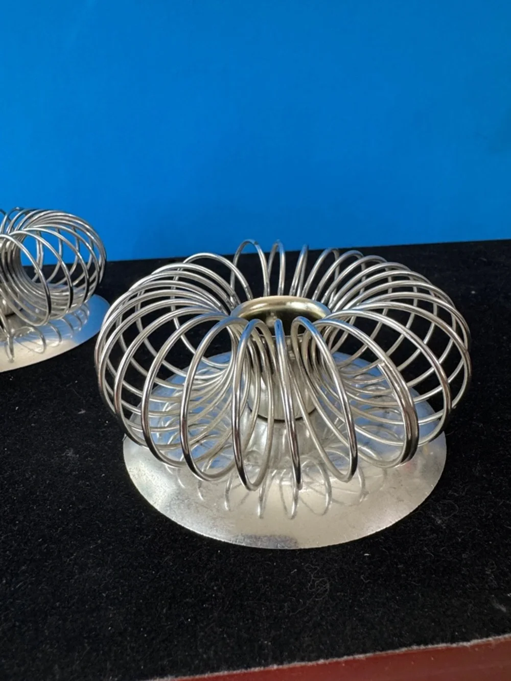 2 Sunburst Spirograph candle holders with mirrored bases